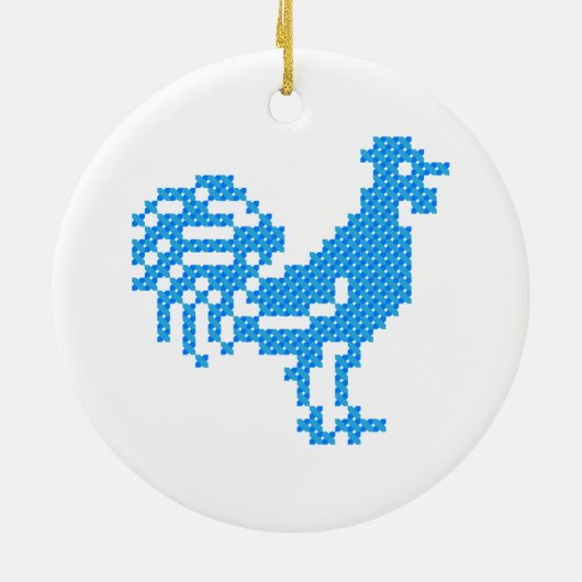 Blue Rooster Keramik Ornament (Hinten)