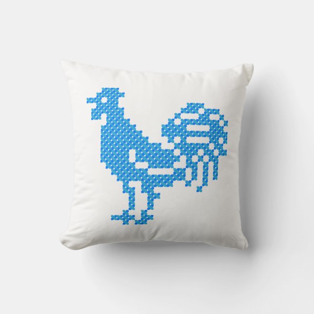 Blue Rooster Kissen (Vorderseite)