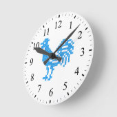 Blue Rooster Runde Wanduhr (Winkel)