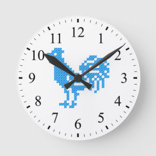 Blue Rooster Runde Wanduhr