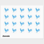 Blue Rooster Runder Aufkleber (Blatt)