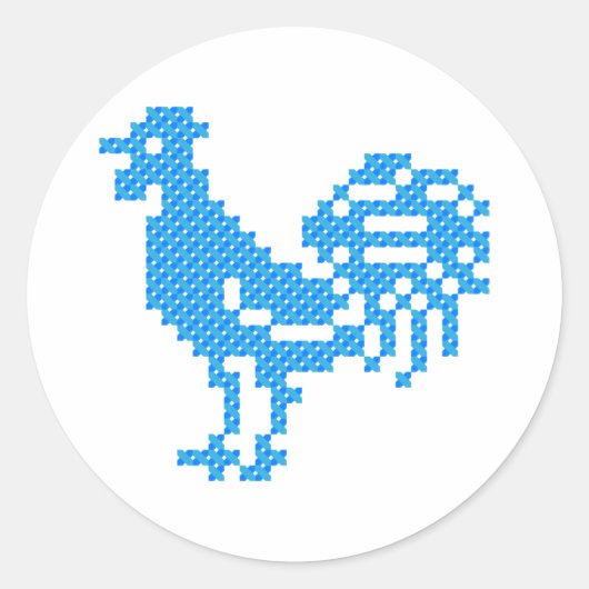 Blue Rooster Runder Aufkleber (Vorderseite)