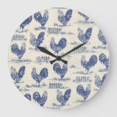 Blue Roosters in Französisch Country - Uhr (Vorderseite)