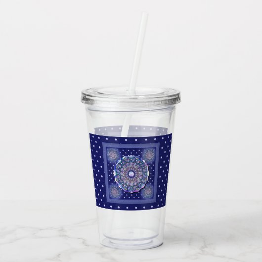 Blue Rosace Acryltrinkbecher (Rückseite)