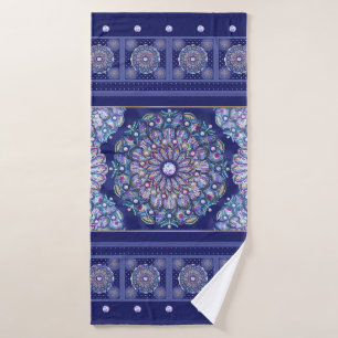 Blue Rosace Badehandtuch