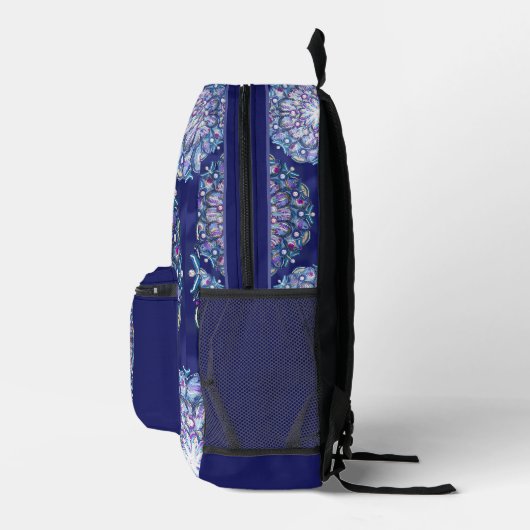 Blue Rosace Bedruckter Rucksack (Rechts)
