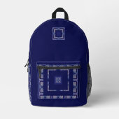 Blue Rosace Bedruckter Rucksack (Vorderseite)