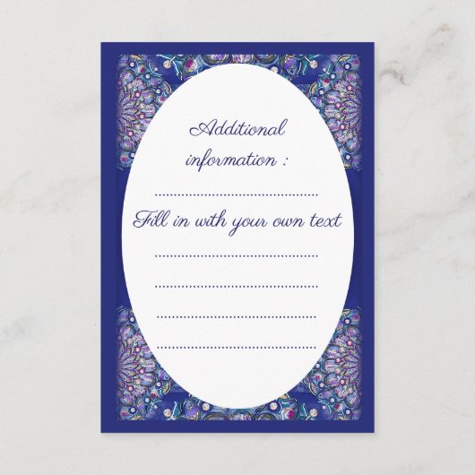 Blue Rosace Begleitkarte (Rückseite)