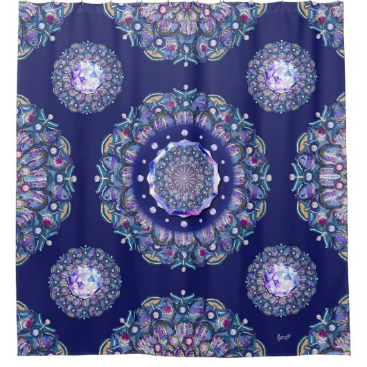 Blue Rosace Duschvorhang (Vorderseite)