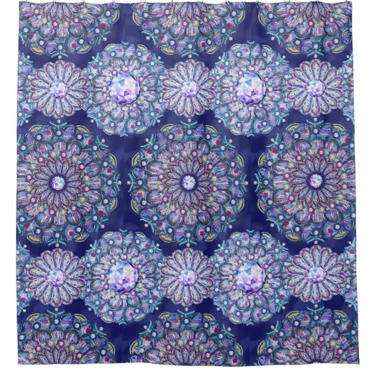Blue Rosace Duschvorhang (Vorderseite)