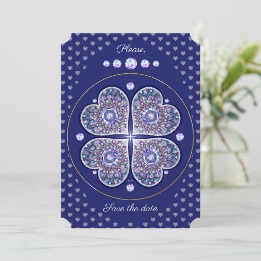 Blue Rosace Einladung (Stehend Vorderseite)