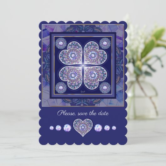 Blue Rosace Einladung (Stehend Vorderseite)