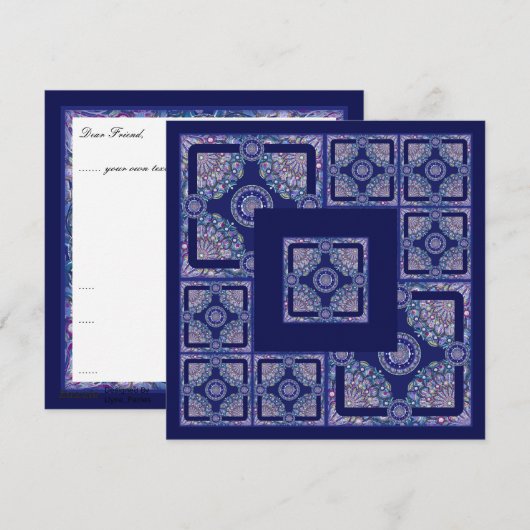 Blue Rosace Feiertagskarte (Vorne/Hinten)