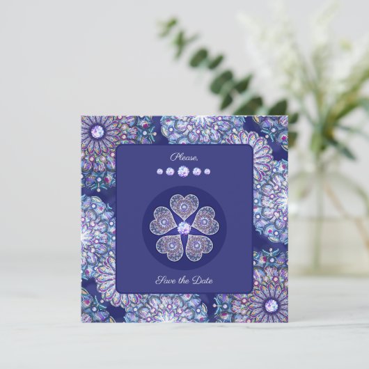 Blue Rosace Feiertagskarte (Stehend Vorderseite)