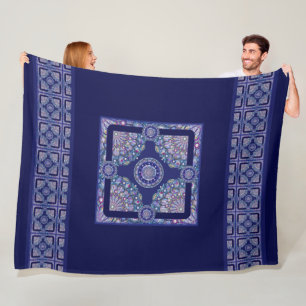 Blue Rosace Fleecedecke