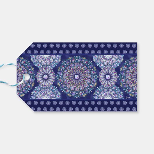 Blue Rosace Geschenkanhänger (Rückseite Horizontal)