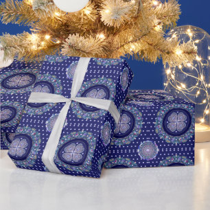 Blue Rosace Geschenkpapier