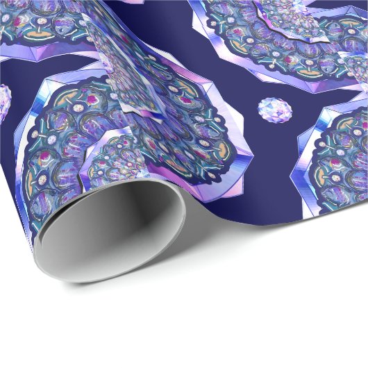 Blue Rosace Geschenkpapier (Rolleneckpunkt)