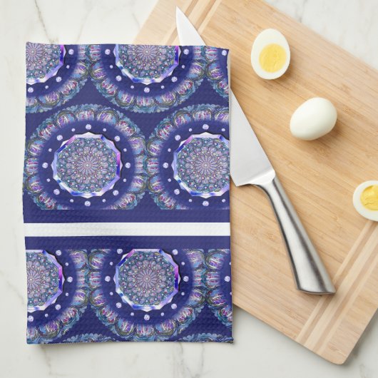 Blue Rosace Geschirrtuch (Viertel Falte)