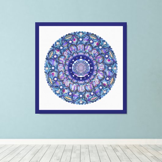 Blue Rosace Leinwanddruck (Insitu (Holzboden))