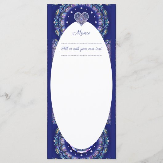 Blue Rosace Menükarte (Vorderseite)