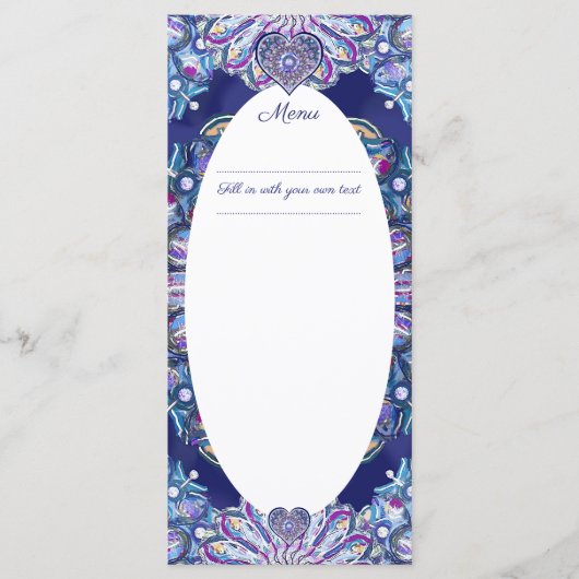 Blue Rosace Menükarte (Vorderseite)