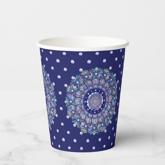 Blue Rosace Pappbecher (Rückseite)