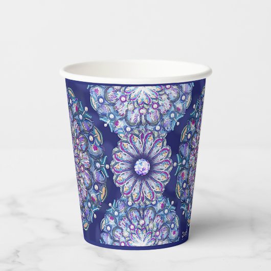 Blue Rosace Pappbecher (Rückseite)