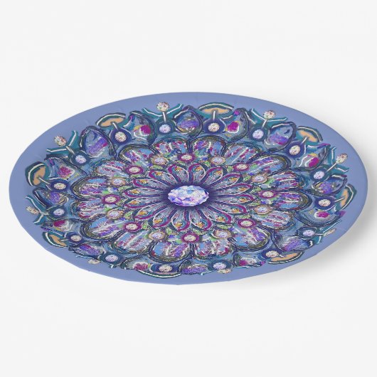 Blue Rosace Pappteller (Schrägansicht)