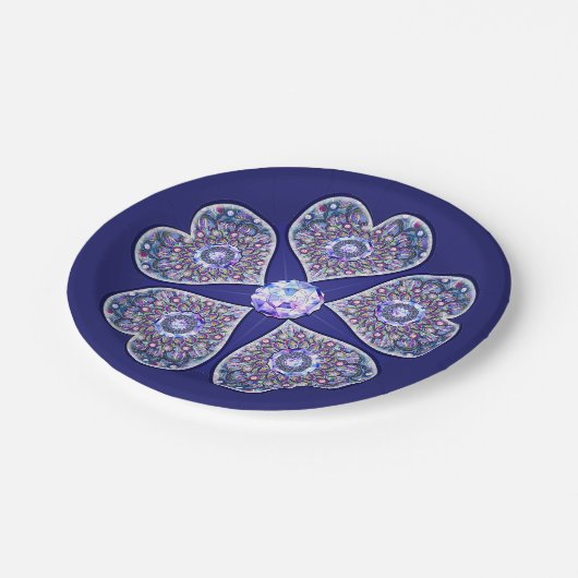 Blue Rosace Pappteller (Schrägansicht)