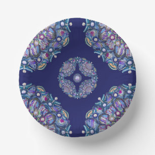 Blue Rosace Pappteller