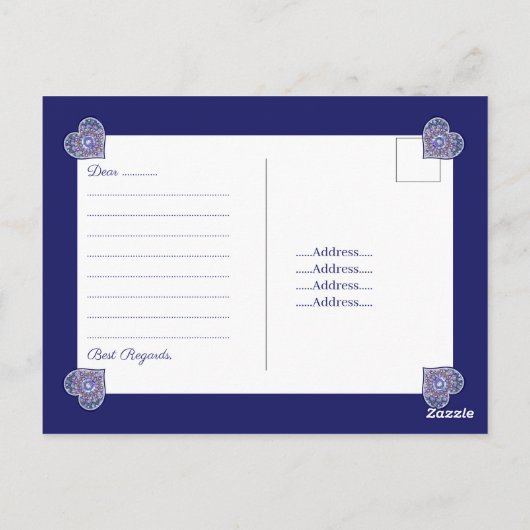 Blue Rosace Postkarte (Rückseite)