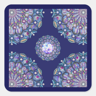 Blue Rosace Quadratischer Aufkleber