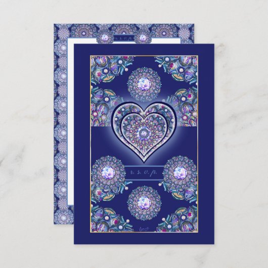 Blue Rosace RSVP Karte (Vorne/Hinten)