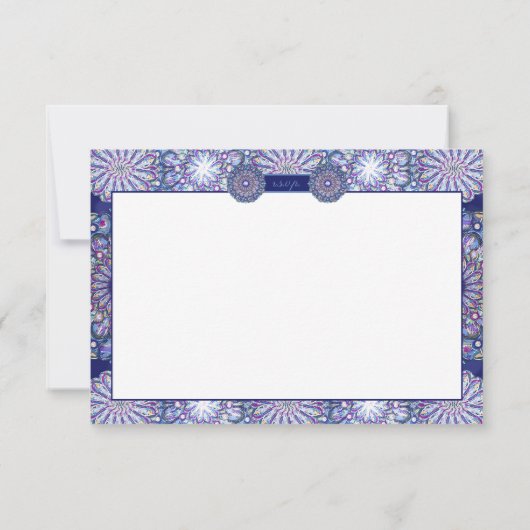 Blue Rosace RSVP Karte (Rückseite)