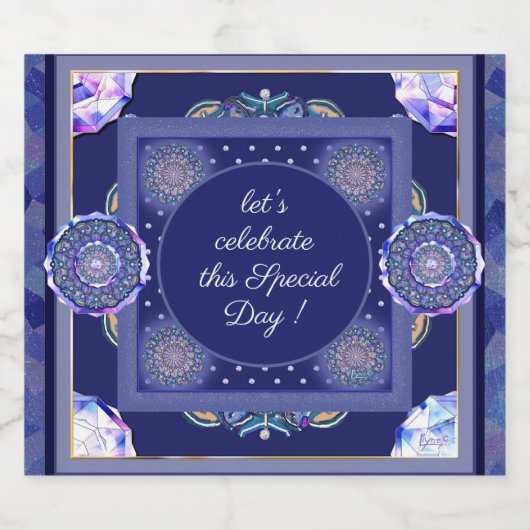 Blue Rosace Schaumweinetikett (Einzelnes Label)