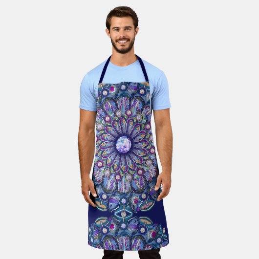 Blue Rosace Schürze (Getragen)