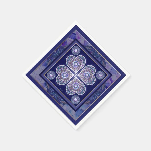 Blue Rosace Serviette (Ecke)