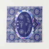 Blue Rosace Tapestry Wandteppich (Vorderseite (Horizontal))