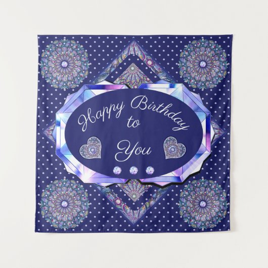 Blue Rosace Tapestry Wandteppich (Vorderseite)