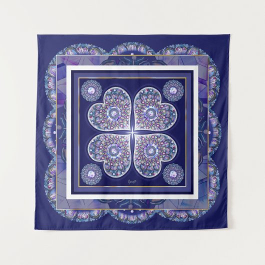 Blue Rosace Wandteppich (Vorderseite)