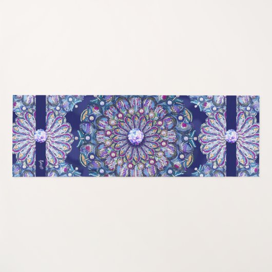 Blue Rosace Yogamatte (Vorderseite (Horizontal))