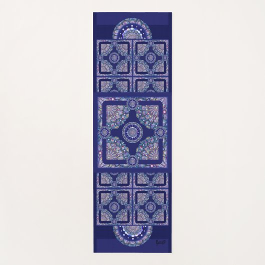 Blue Rosace Yogamatte (Vorderseite)