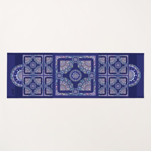Blue Rosace Yogamatte (Vorderseite (Horizontal))