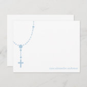 Blue Rosary Baptisk Vielen Dank Anmerkungen Mitteilungskarte (Vorne/Hinten)