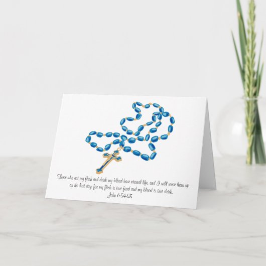 Blue Rosary First Holy Communion Card-John 6:54,55 Karte (Vorderseite)