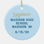 Blue Rose and Gold Foil Blätter Abschluss Keramik Ornament (Hinten)