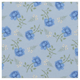 Blue Rose auf Light Blue Calico Stoff