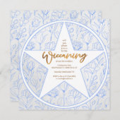 Blue Rose Baby Boy Wiccaning Namensfeier Einladung (Vorne/Hinten)