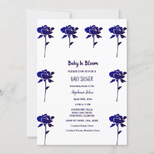 Blue Rose Baby in Bloom Girl Babydusche 2024 Einladung